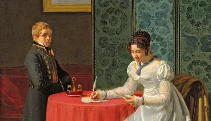 Frau schreibt einen Brief (Detail)